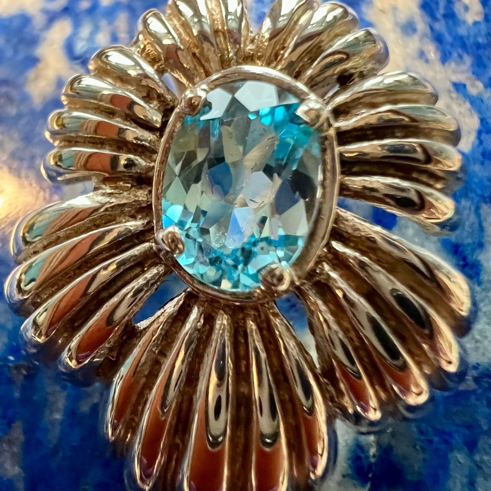 Pendant: CNA 925 sterling silver slider Pendant with blue topaz. - Picture 4 of 7